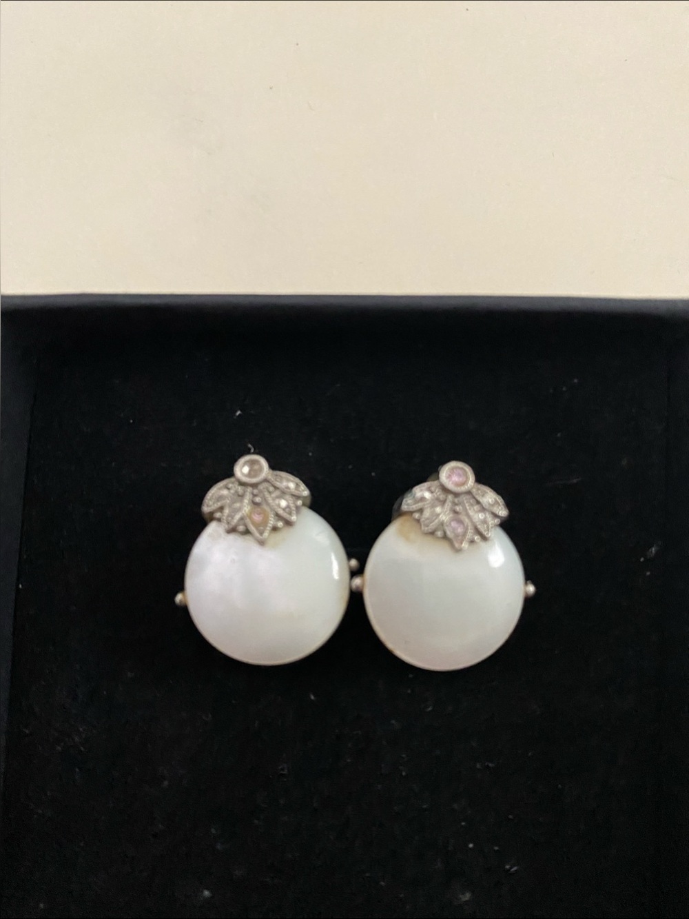 Cream post earrings